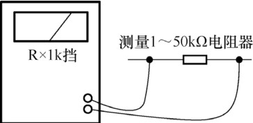 圖 5-26 測量一個阻值 1～50kΩ 電阻器時接線方式示意圖